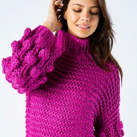 Glam Girl Fashion Sweaters - NWT PREMIUM HAND KNIT GORGEOUS Ball Sleeve Sweater